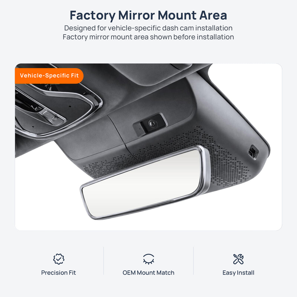 Factory mirror mount area for AION LX Plus dash cam installation