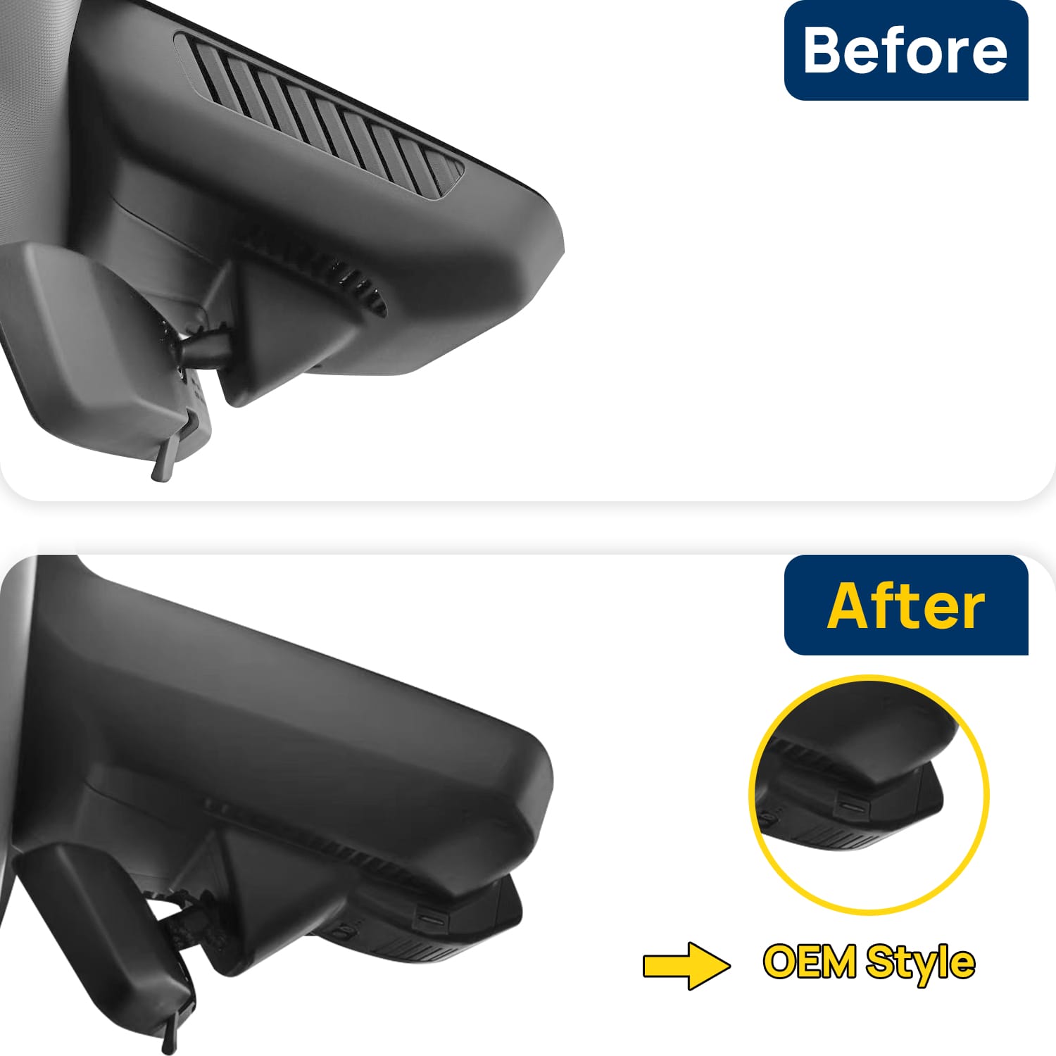 Vorher-Nachher Vergleich: Xplywi 2K Frontkamera Dashcam Kompatibel mit Geely Boyue L Atlas pro Galaxy l7 2023 2024, diskrete OEM-Installation