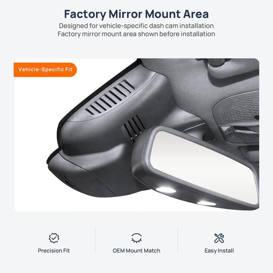 Factory mirror mount area for Mercedes-Maybach S-Class X222 dash cam installation