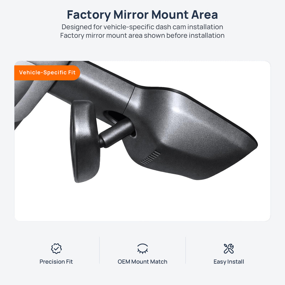 Factory mirror mount area for Buick GL6 dash cam installation