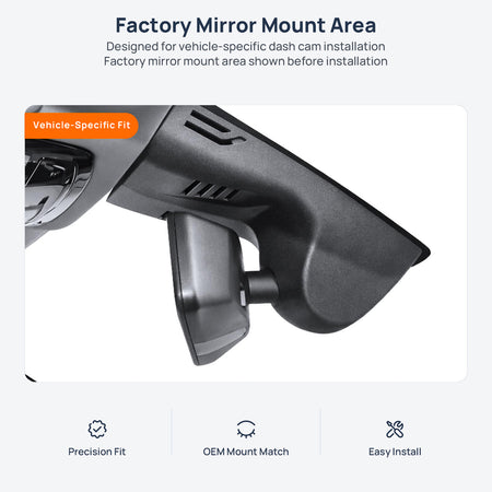 Factory mirror mount area for BMW 3 Series G20/G28 dash cam installation