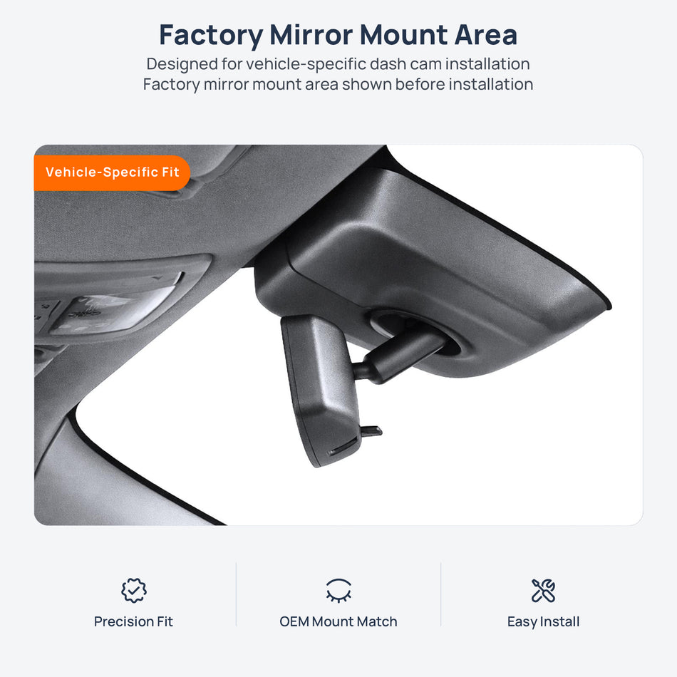 Factory mirror mount area for Buick GL8 dash cam installation