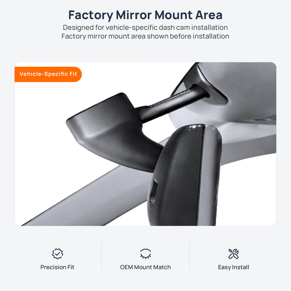 Factory mirror mount area for Volkswagen Sagitar (Jetta) dash cam installation