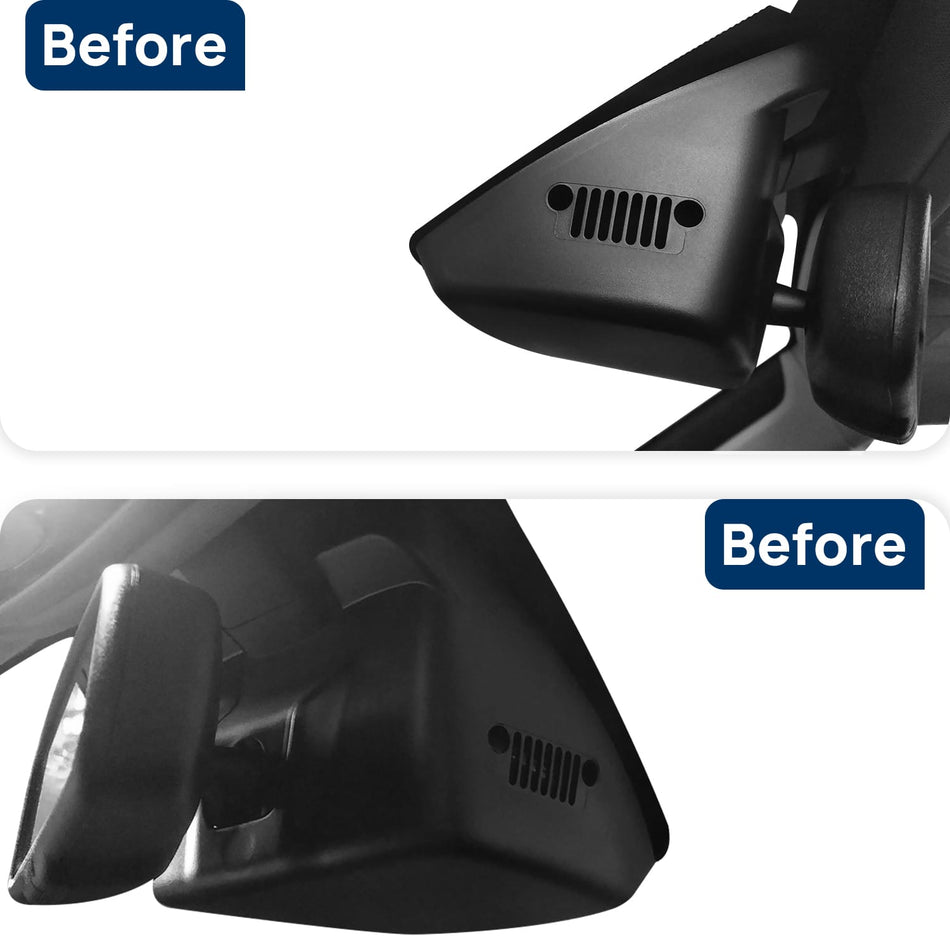 Vorher-Nachher Vergleich: Xplywi 4K Frontkamera Dashcam Kompatibel mit Jeep Renegade 2015-2022 Sport Limited , diskrete OEM-Installation
