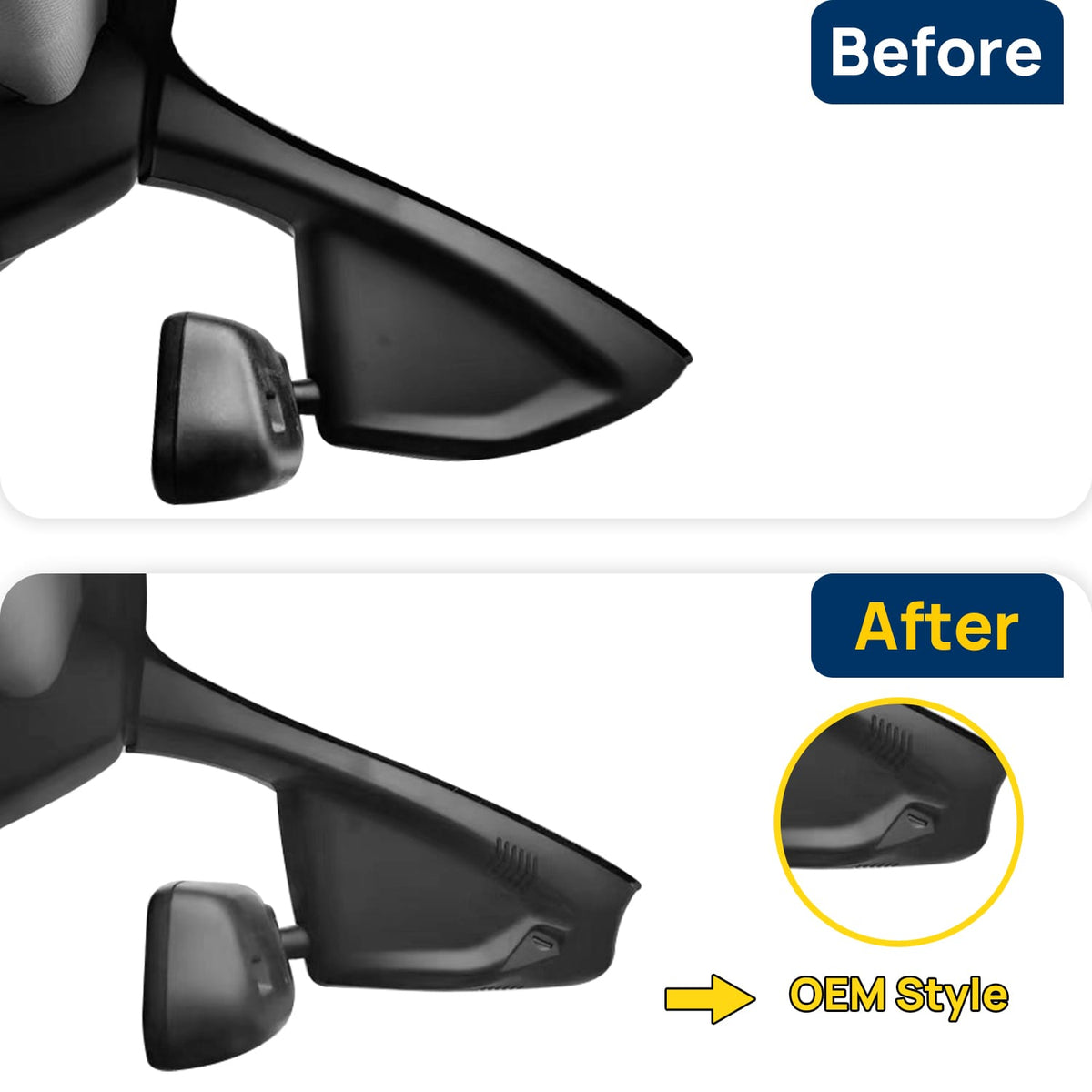 Vorher-Nachher Vergleich: Xplywi 4K Frontkamera Dashcam Kompatibel mit DS 5 DS5 2015-2019, diskrete OEM-Installation