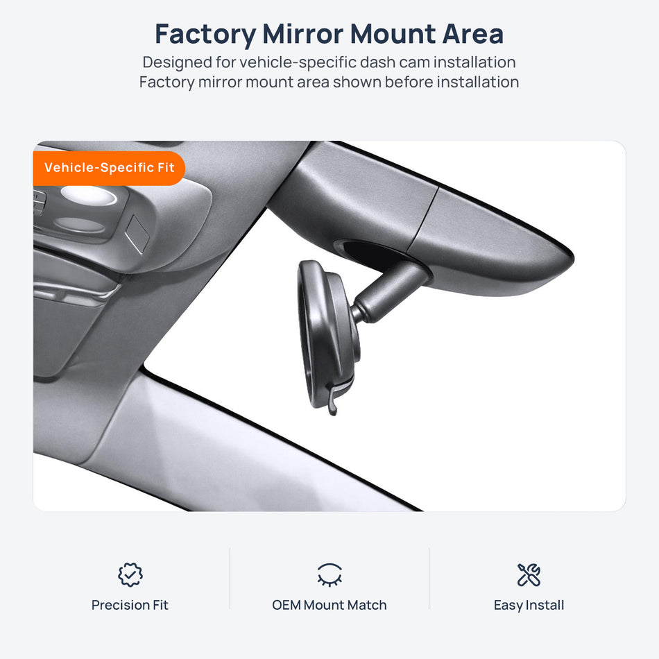 Factory mirror mount area for Buick Velite 6 PHEV dash cam installation