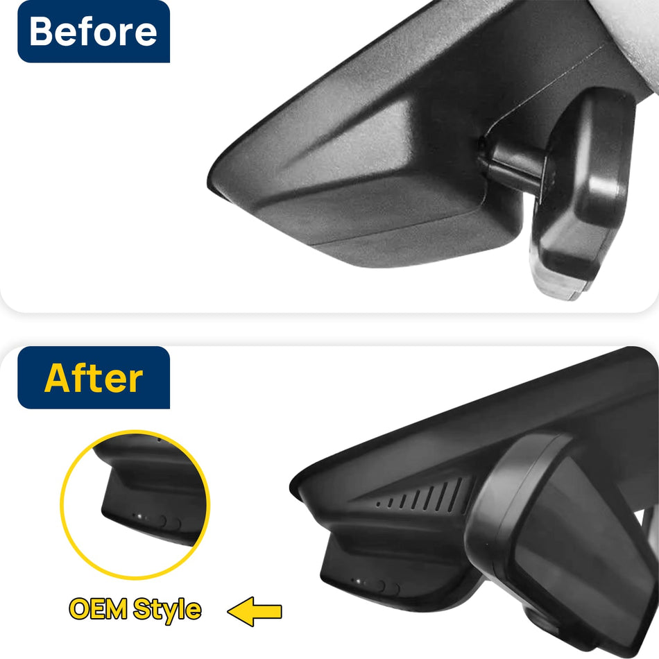 Vorher-Nachher Vergleich: Xplywi 4K Frontkamera Dashcam Kompatibel mit Geely Atlas 2016-2018, diskrete OEM-Installation