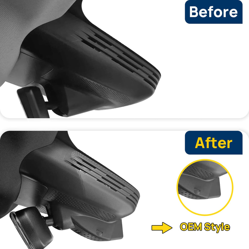 Vorher-Nachher Vergleich: Xplywi 2K Frontkamera Dashcam Kompatibel mit Mercedes-Benz Smart #1 2022-2026, diskrete OEM-Installation
