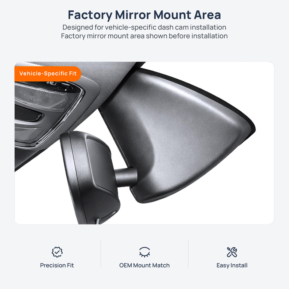 Factory mirror mount area for Jeep Cherokee KL dash cam installation