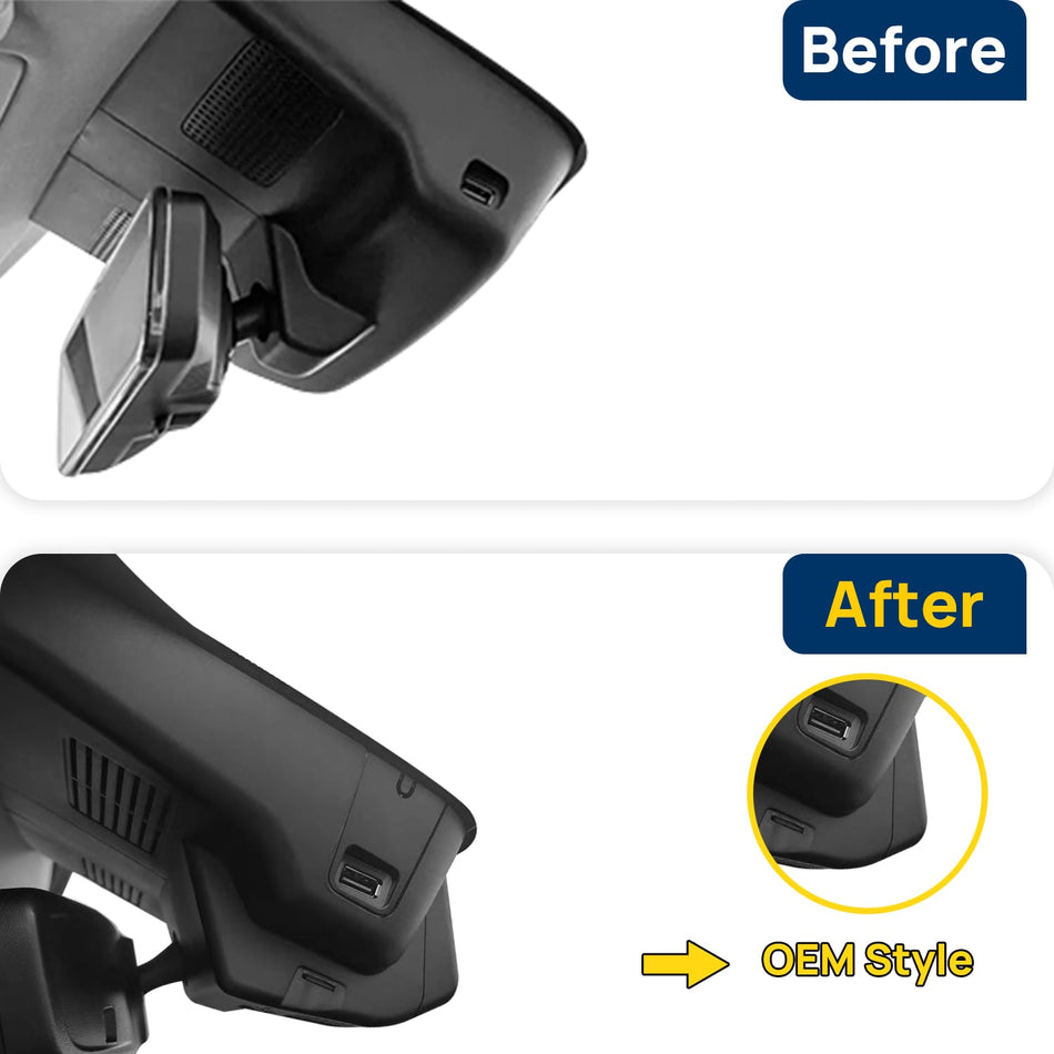 Vorher-Nachher Vergleich: Xplywi 1080P Frontkamera Dashcam Kompatibel mit Hongqi HS5 2023-2025, diskrete OEM-Installation
