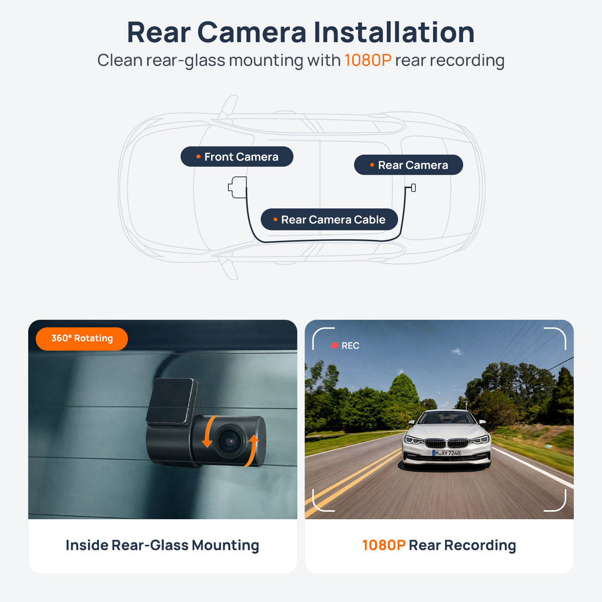 Rear camera installation for Mercedes-Benz CLS C257 dash cam with inside rear-glass mounting