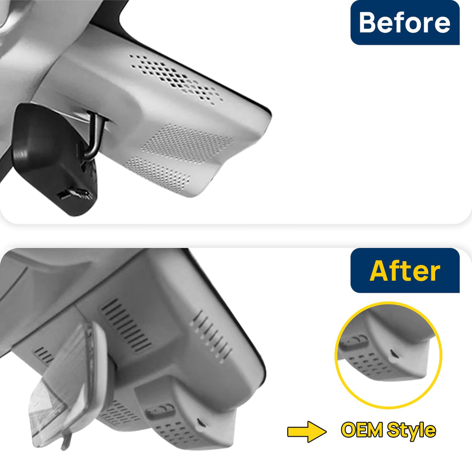 Vorher-Nachher Vergleich: Xplywi 1080P Frontkamera Dashcam Kompatibel mit Dongfeng Forthing S7 2024 2025, diskrete OEM-Installation