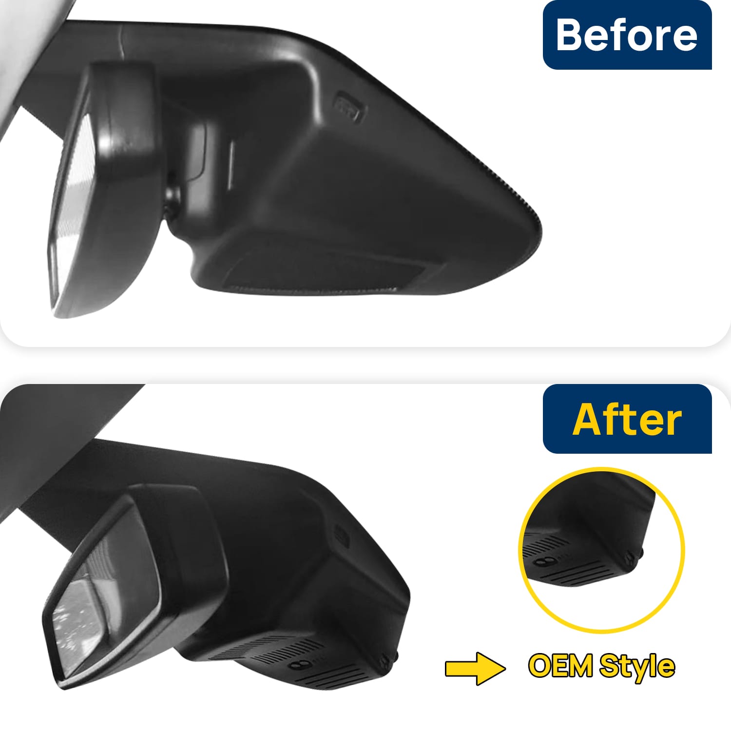 Vorher-Nachher Vergleich: Xplywi 4K/1080P Doppel Dashcam Autokamera Kompatibel mit Ford Taurus 2019-2022, diskrete OEM-Installation