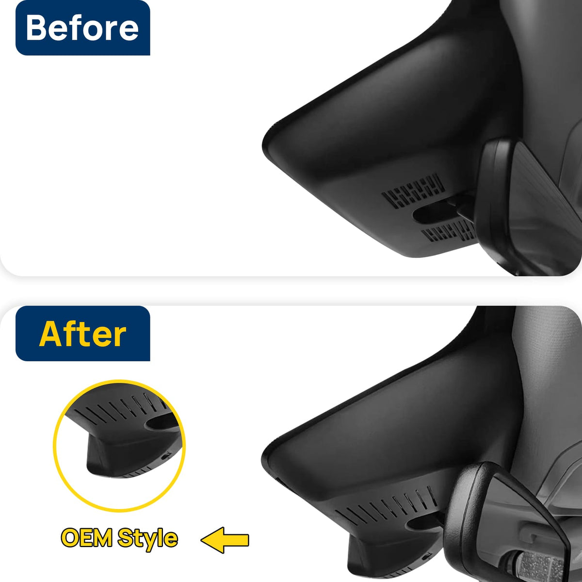 Vorher-Nachher Vergleich: Xplywi 1080P Frontkamera Dashcam Kompatibel mit Haval H9 2025, diskrete OEM-Installation