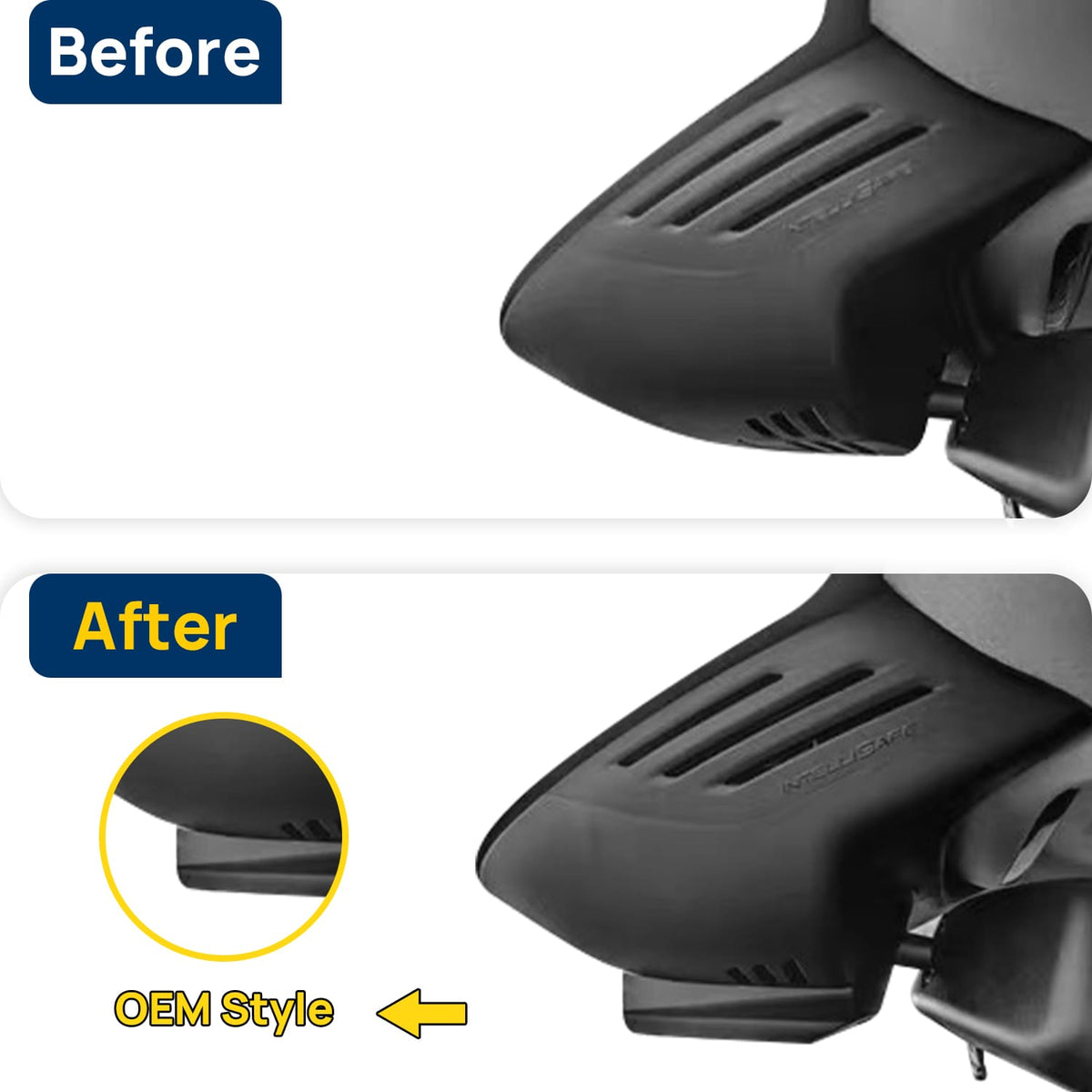 Vorher-Nachher Vergleich: Xplywi 1080P Frontkamera Dashcam Kompatibel mit Volvo XC40 2019-2022, diskrete OEM-Installation