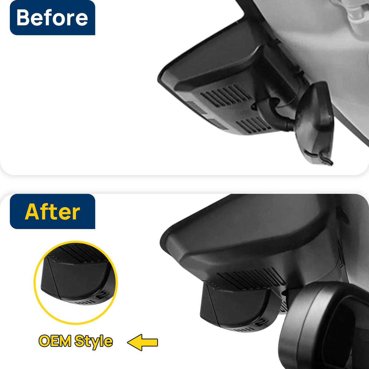 Vorher-Nachher Vergleich: Xplywi 2K/1080P Doppel Dashcam Autokamera Kompatibel mit Haval F5 2017-2020, diskrete OEM-Installation