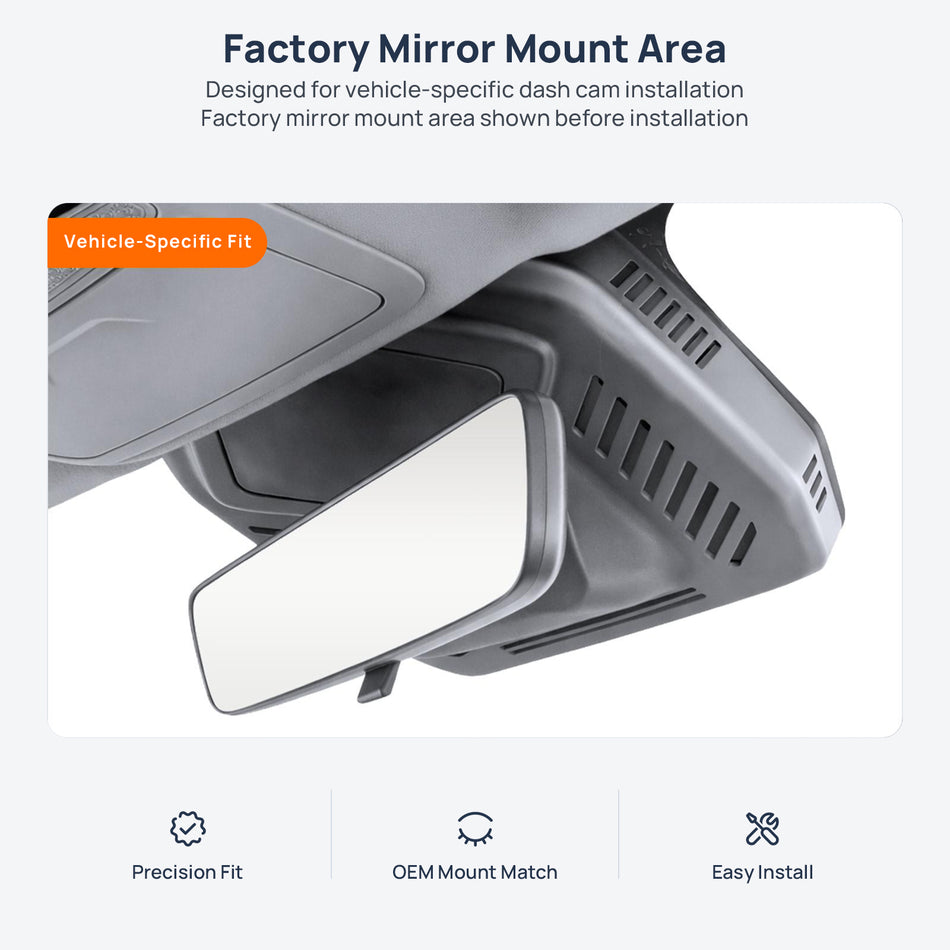 Factory mirror mount area for Geometry G6 dash cam installation