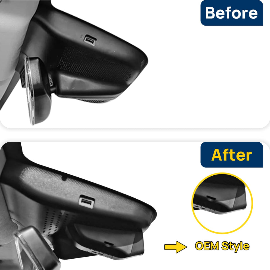 Vorher-Nachher Vergleich: Xplywi 4K Frontkamera Dashcam Kompatibel mit GAC AION S 2021-2026, diskrete OEM-Installation