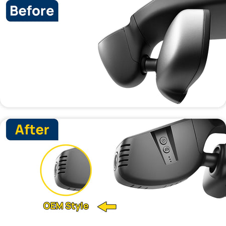 Vorher-Nachher Vergleich: Xplywi 4K Frontkamera Dashcam Kompatibel mit Audi A4 A6 Allroad A3 A5 A6 Q5 A8 S8 A7 S5 Q3 S3 S7, diskrete OEM-Installation