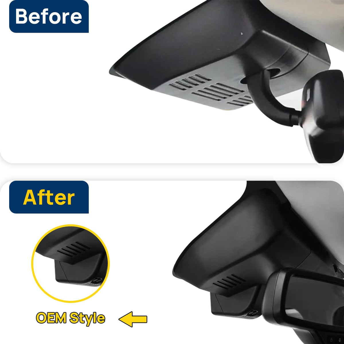 Vorher-Nachher Vergleich: Xplywi 4K/1080P Doppel Dashcam Autokamera Kompatibel mit Haval H6 2017-2022, diskrete OEM-Installation