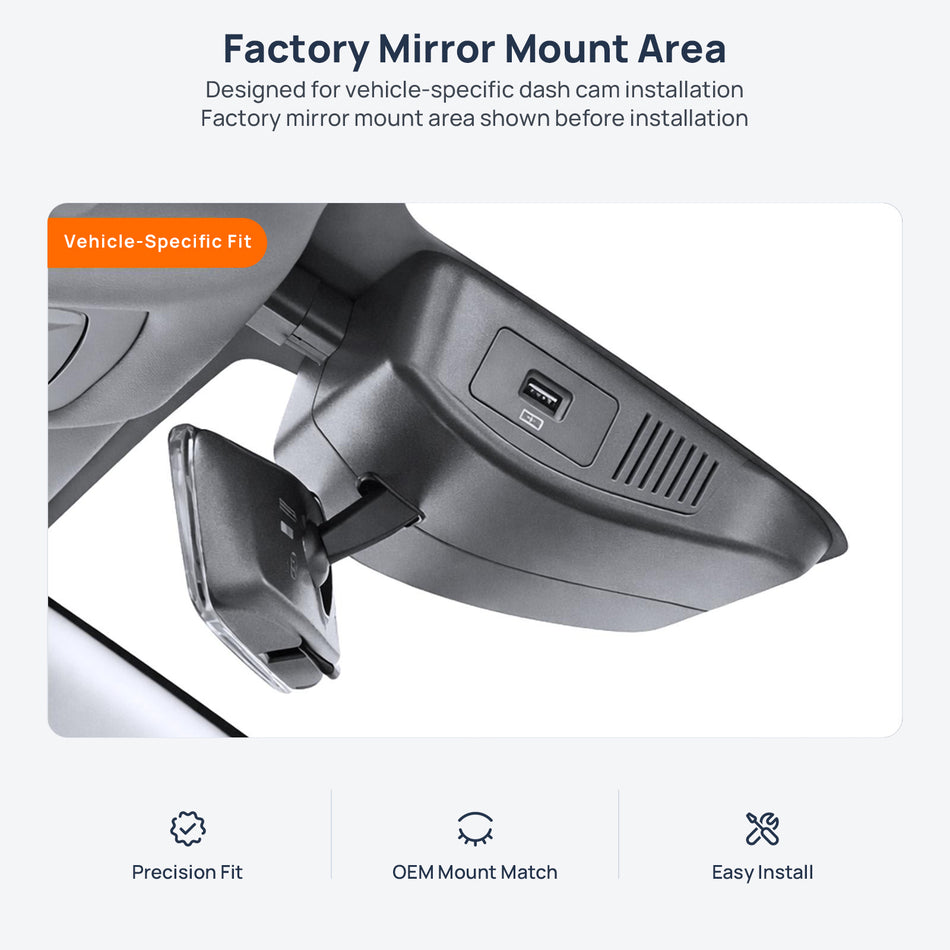 Factory mirror mount area for Chery Tiggo 8L dash cam installation