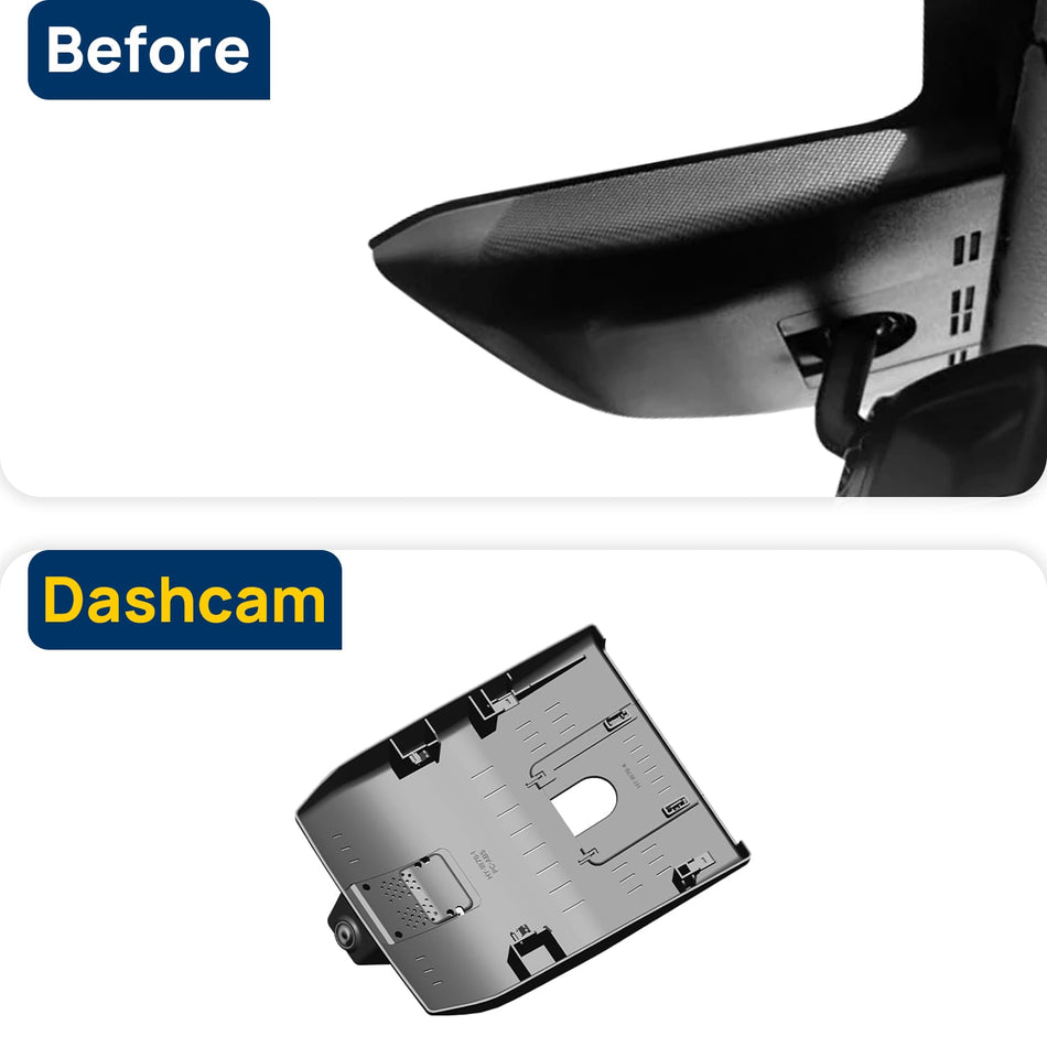 Vorher-Nachher Vergleich: Xplywi 1080P Frontkamera Dashcam Kompatibel mit Toyota Prius XW50 XW60 2023-2025, diskrete OEM-Installation