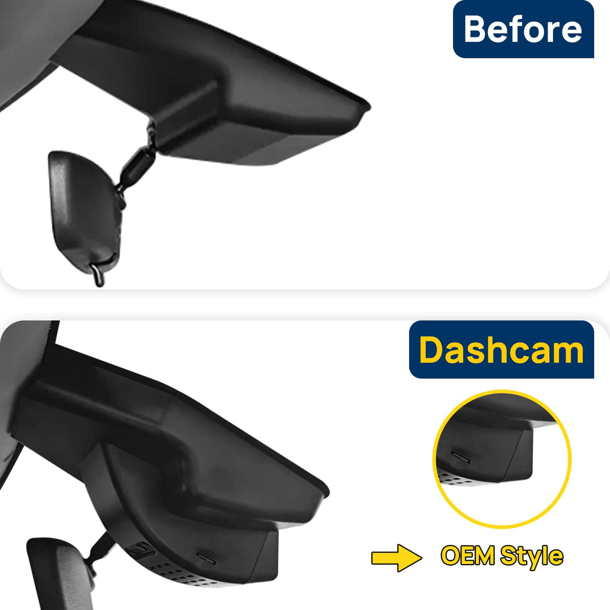 Vorher-Nachher Vergleich: Xplywi 2K/1080P Doppel Dashcam Autokamera Kompatibel mit Kia Sportage 2023, diskrete OEM-Installation