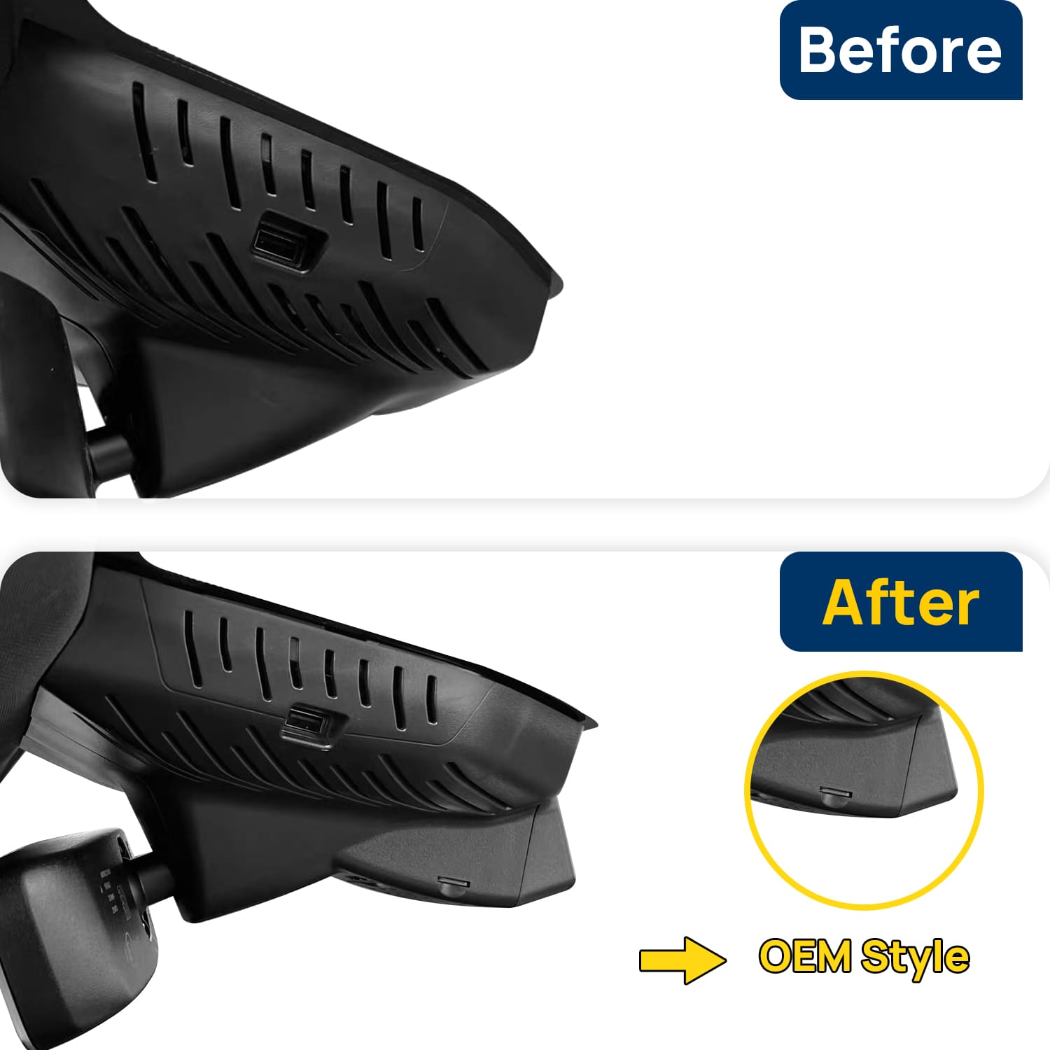 Vorher-Nachher Vergleich: Xplywi 2K/1080P Doppel Dashcam Autokamera Kompatibel mit Lynk & Co 03 03+ 2023-2025, diskrete OEM-Installation