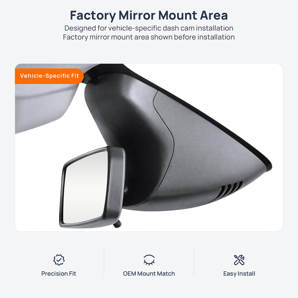 Factory mirror mount area for smart forfour 453 dash cam installation