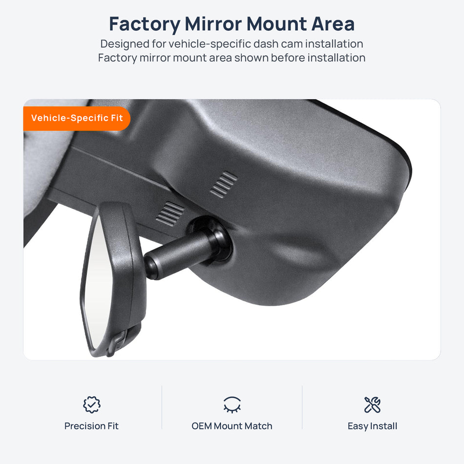 Factory mirror mount area for Chevrolet Trax Active dash cam installation