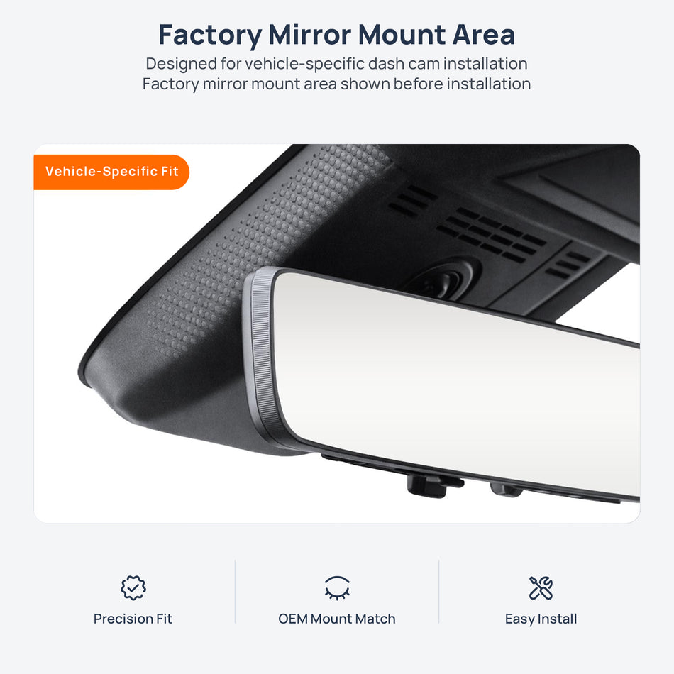 Factory mirror mount area for Lexus TX dash cam installation