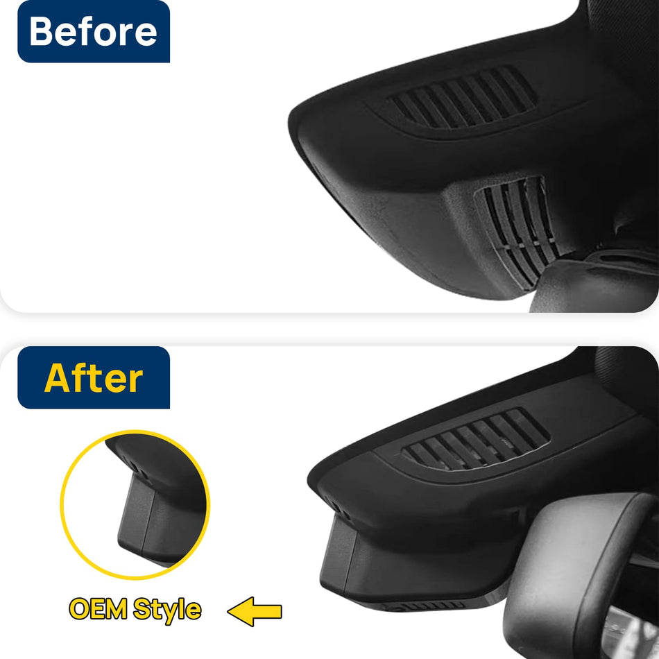 Vorher-Nachher Vergleich: Xplywi 1080P Frontkamera Dashcam Kompatibel mit Mercedes-Benz E-Class E200 E260 E300 E320 W212 2010 2013-2016, diskrete OEM-Installation