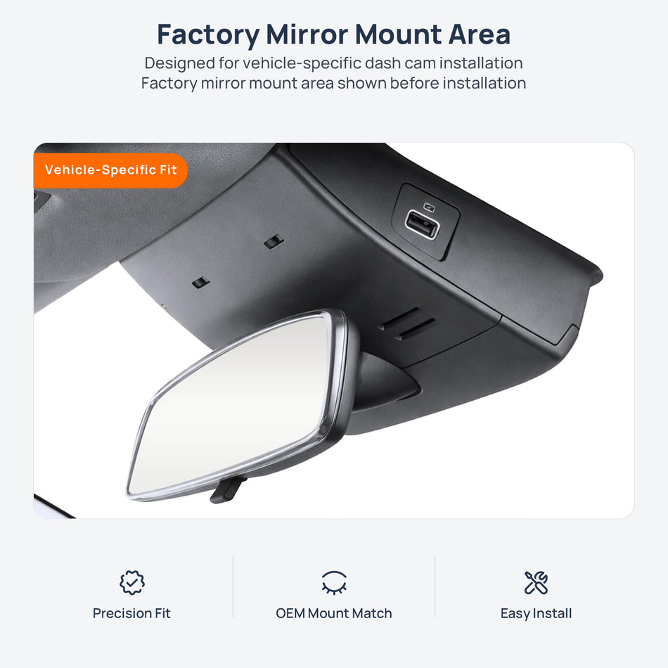 Factory mirror mount area for NETA V EV dash cam installation