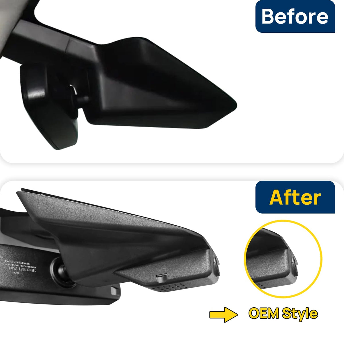 Vorher-Nachher Vergleich: Xplywi 1080P Frontkamera Dashcam Kompatibel mit Ford Edge 2015-2019, diskrete OEM-Installation