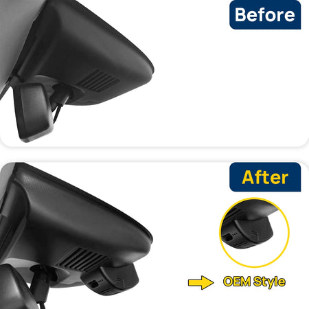 Vorher-Nachher Vergleich: Xplywi 1080P Frontkamera Dashcam Kompatibel mit Mazda6 2015-2021, diskrete OEM-Installation