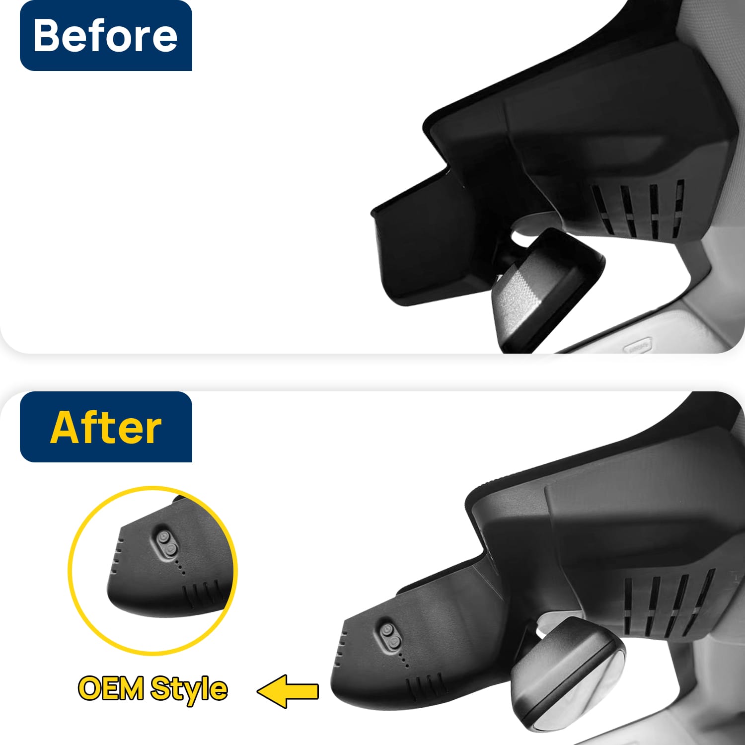 Vorher-Nachher Vergleich: Xplywi 1080P Frontkamera Dashcam Kompatibel mit BMW X5 M F95 G05 2023 2024, diskrete OEM-Installation