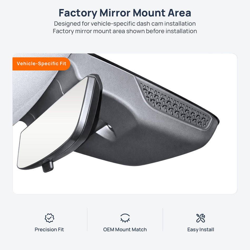 Factory mirror mount area for Roewe RX5 dash cam installation