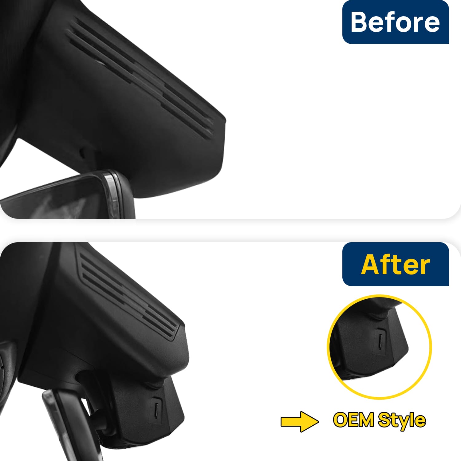 Vorher-Nachher Vergleich: Xplywi 2K Frontkamera Dashcam Kompatibel mit BYD Seal 06 DM-i 2024, diskrete OEM-Installation