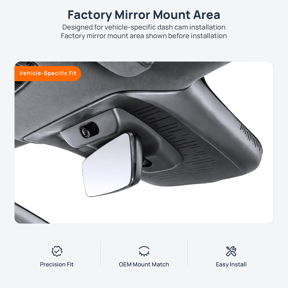Factory mirror mount area for Geely Galaxy L6 dash cam installation