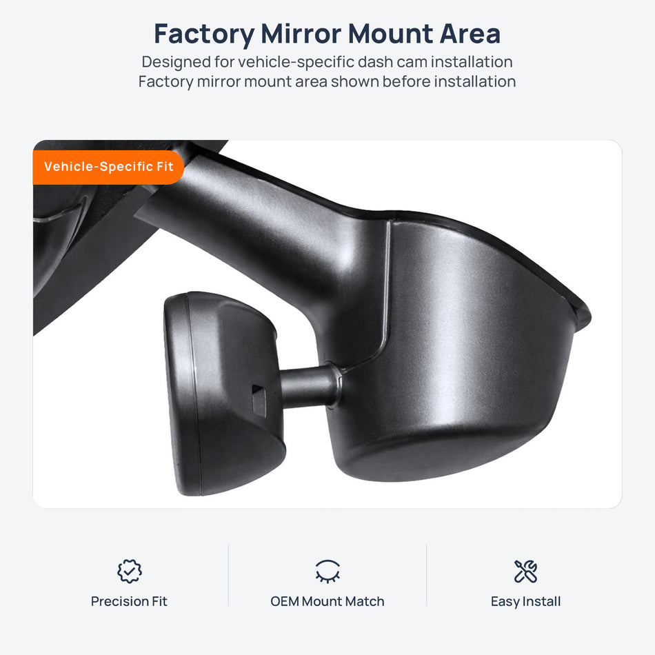 Factory mirror mount area for RAM 1500 2500 3500 4500 dash cam installation