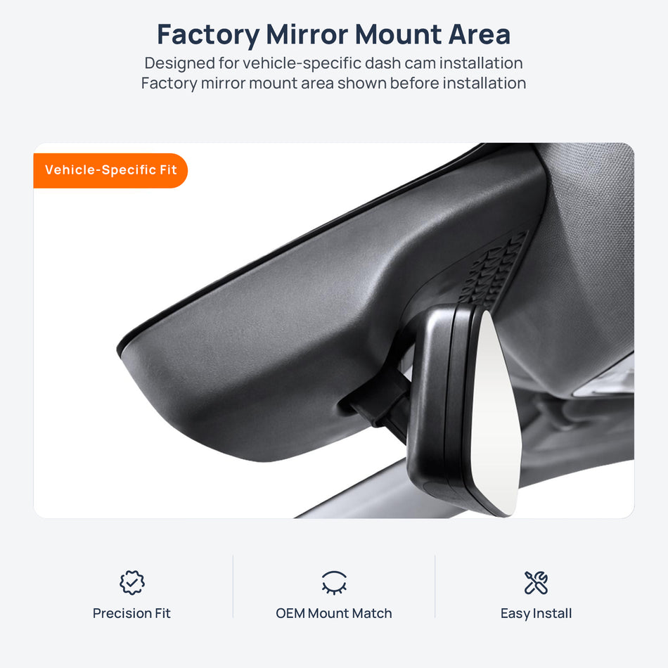 Factory mirror mount area for Roewe iMAX8 dash cam installation