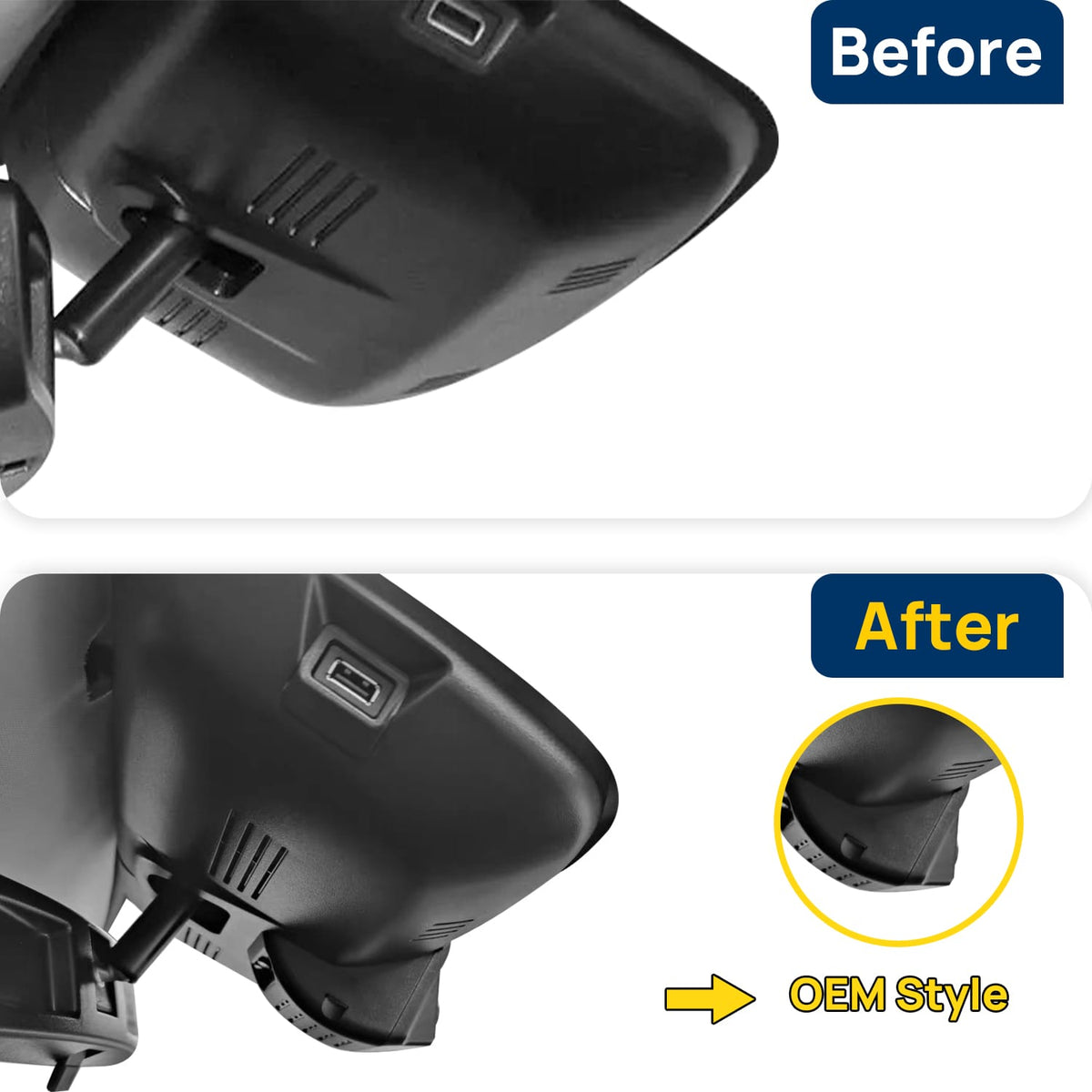 Vorher-Nachher Vergleich: Xplywi 1080P Frontkamera Dashcam Kompatibel mit Haval H6 PHEV Max 2021-2023, diskrete OEM-Installation