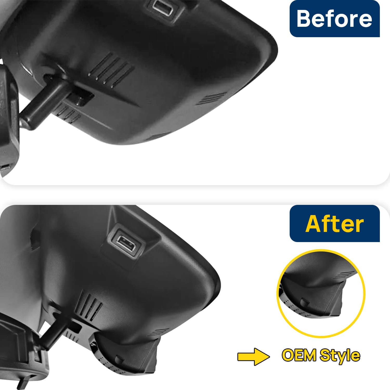 Vorher-Nachher Vergleich: Xplywi 1080P Frontkamera Dashcam Kompatibel mit Haval H6 PHEV Max 2021-2023, diskrete OEM-Installation