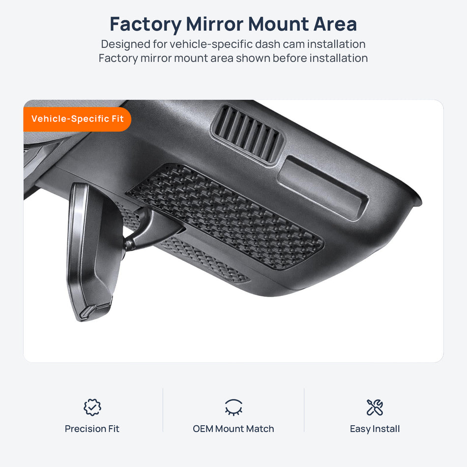 Factory mirror mount area for JETOUR X90 dash cam installation