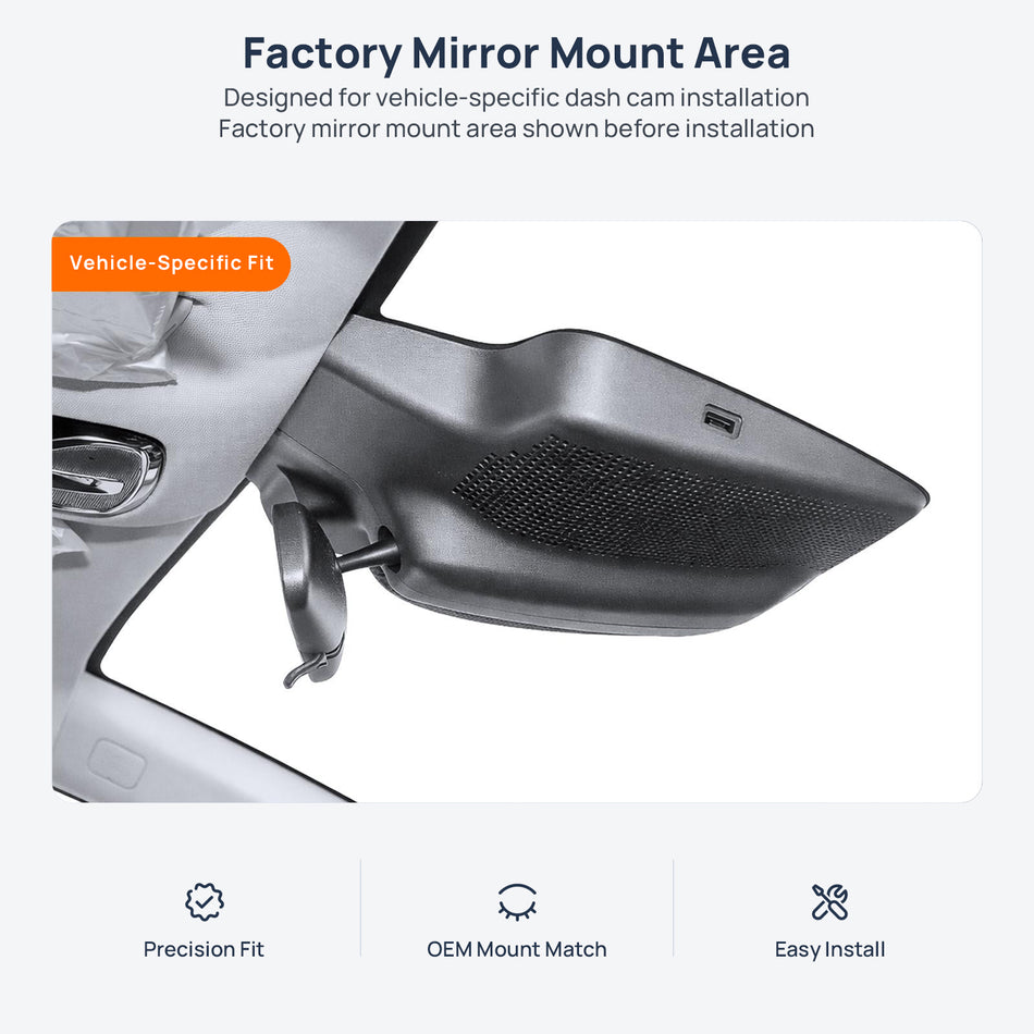 Factory mirror mount area for AION V Plus dash cam installation