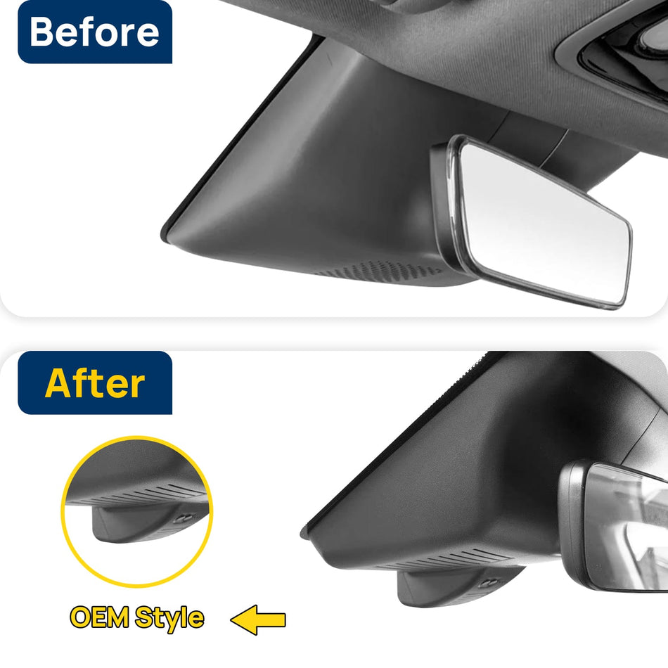 Vorher-Nachher Vergleich: Xplywi 4K Frontkamera Dashcam Kompatibel mit Leapmotor C01 2023 2024, diskrete OEM-Installation