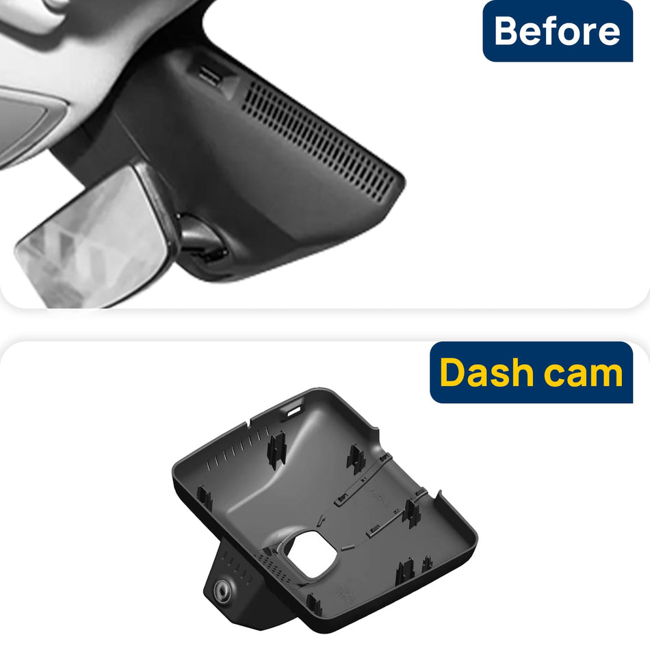 Vorher-Nachher Vergleich: Xplywi 2K Frontkamera Dashcam Kompatibel mit Roewe D7 2024 2025, diskrete OEM-Installation