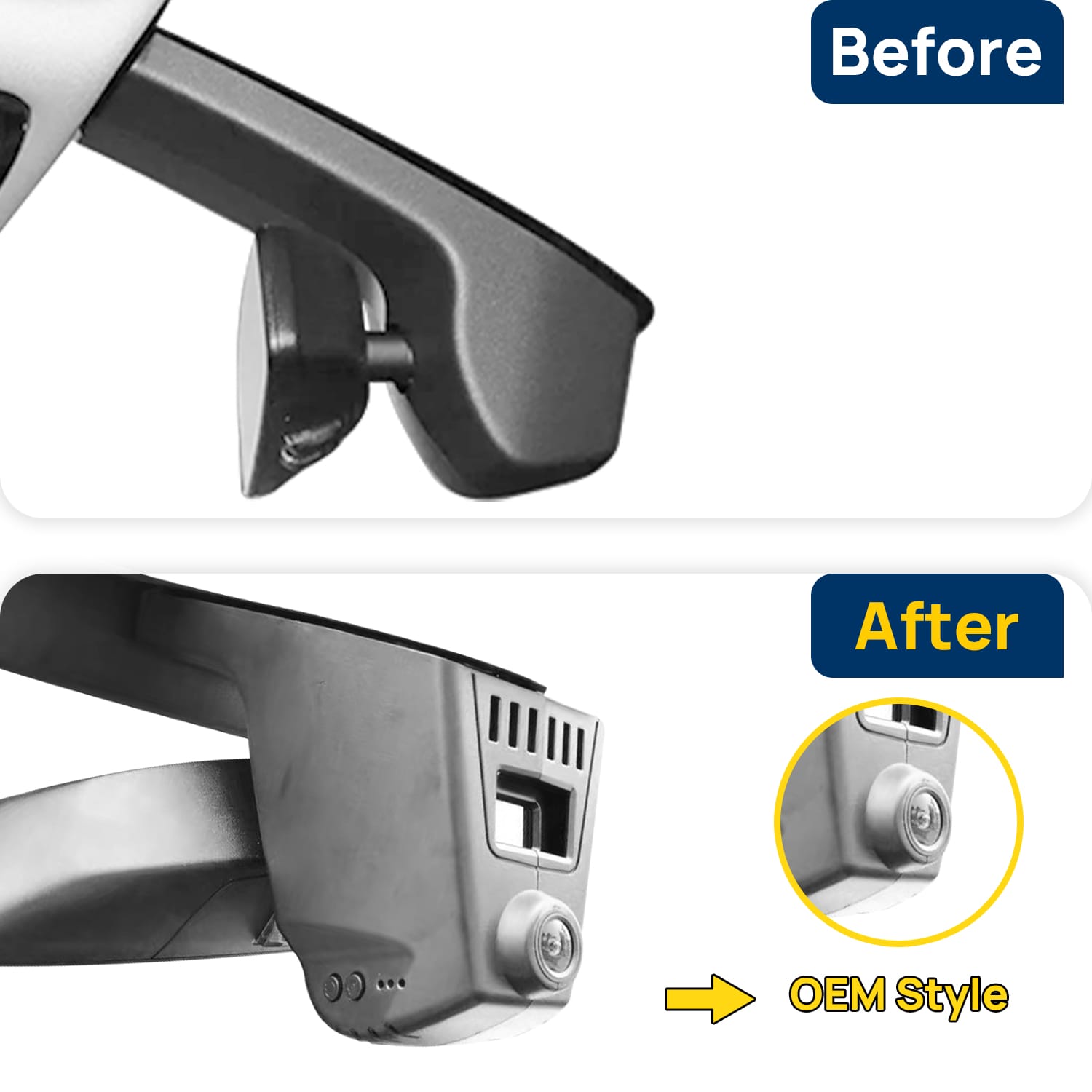 Vorher-Nachher Vergleich: Xplywi 1080P Frontkamera Dashcam Kompatibel mit BMW X4 G02 F98 2018-2021, diskrete OEM-Installation