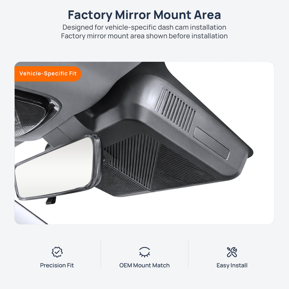 Factory mirror mount area for JAECOO J8 dash cam installation