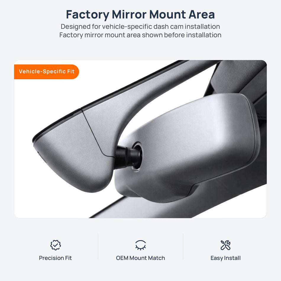 Factory mirror mount area for Audi SQ5 8R dash cam installation
